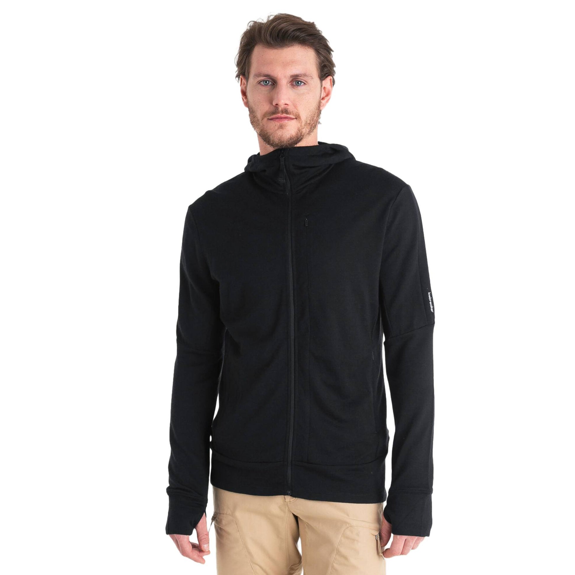 Icebreaker 260 Quantum Mens LS Zip Hoodie - Skiis & Biikes