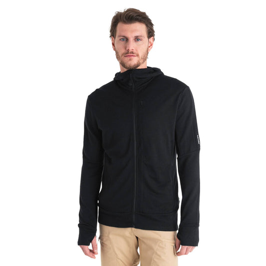 Icebreaker 260 Quantum Mens LS Zip Hoodie - Skiis & Biikes