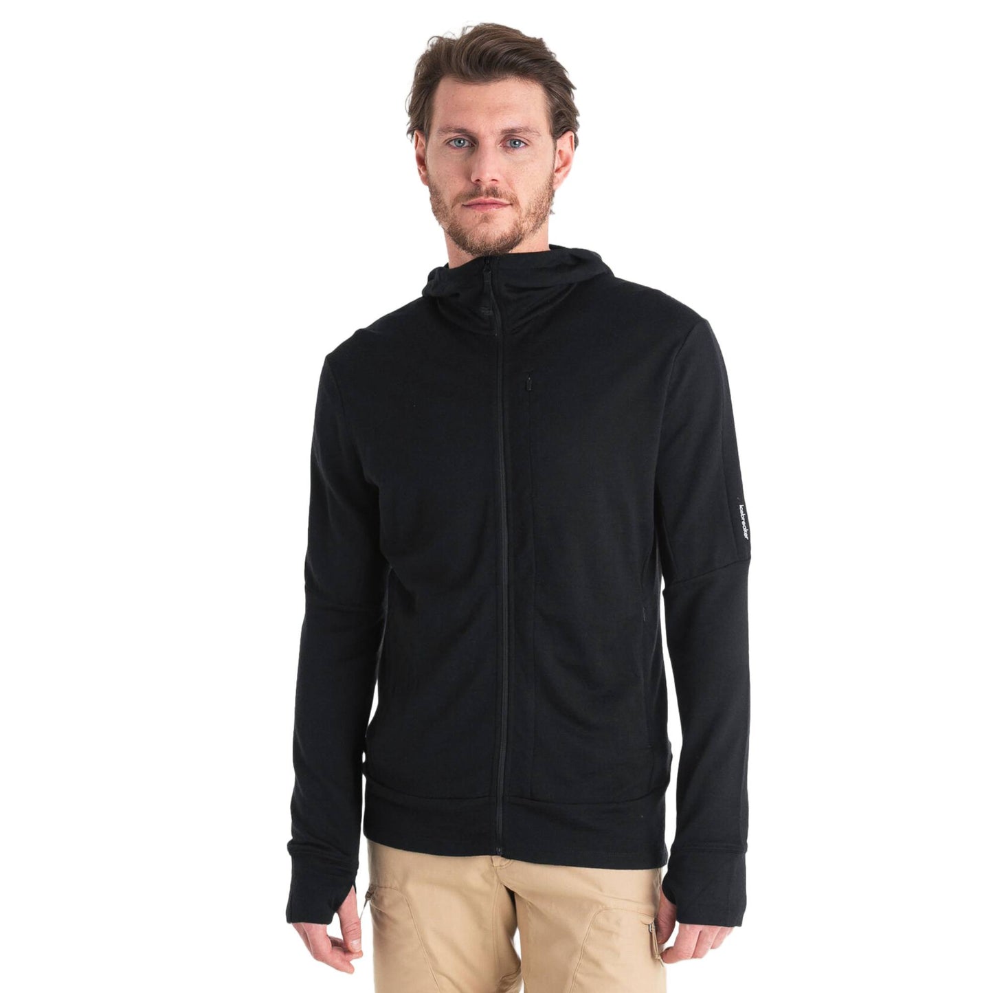 Icebreaker 260 Quantum Mens LS Zip Hoodie - Skiis & Biikes