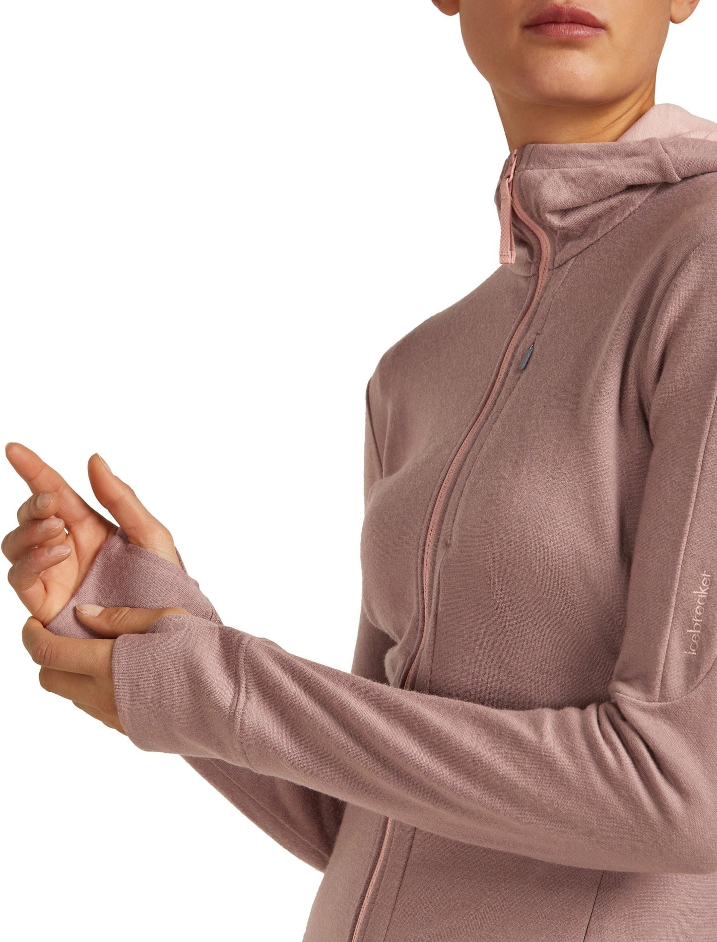 Icebreaker 260 Quantum Womens LS Zip Hoodie - Skiis & Biikes