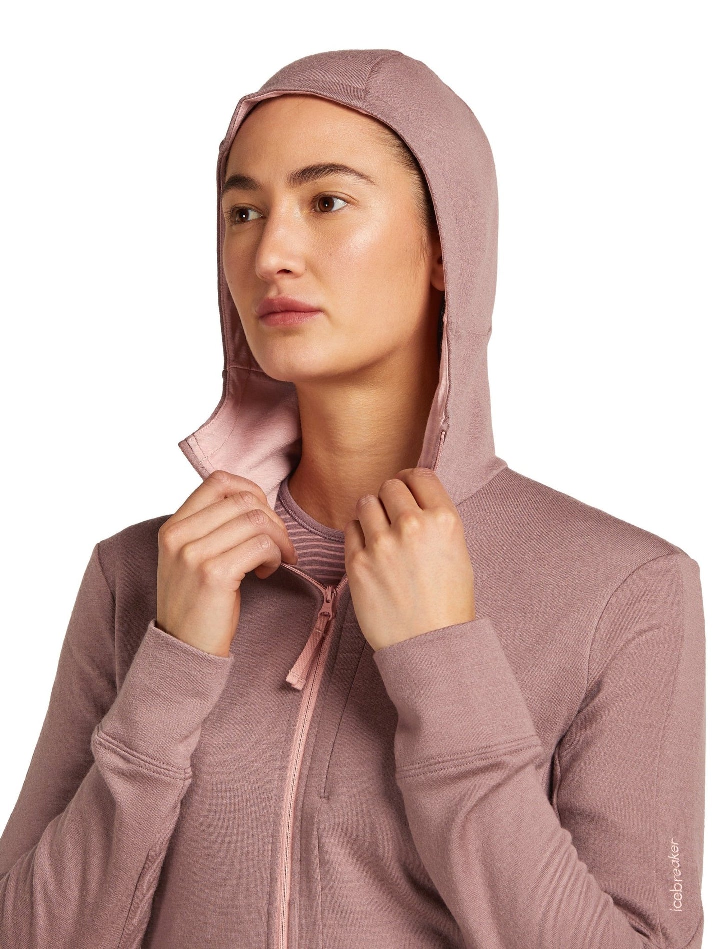 Icebreaker 260 Quantum Womens LS Zip Hoodie - Skiis & Biikes