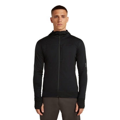 Icebreaker 300 RealFleece Descender Mens LS Zip Hoodie - Skiis & Biikes