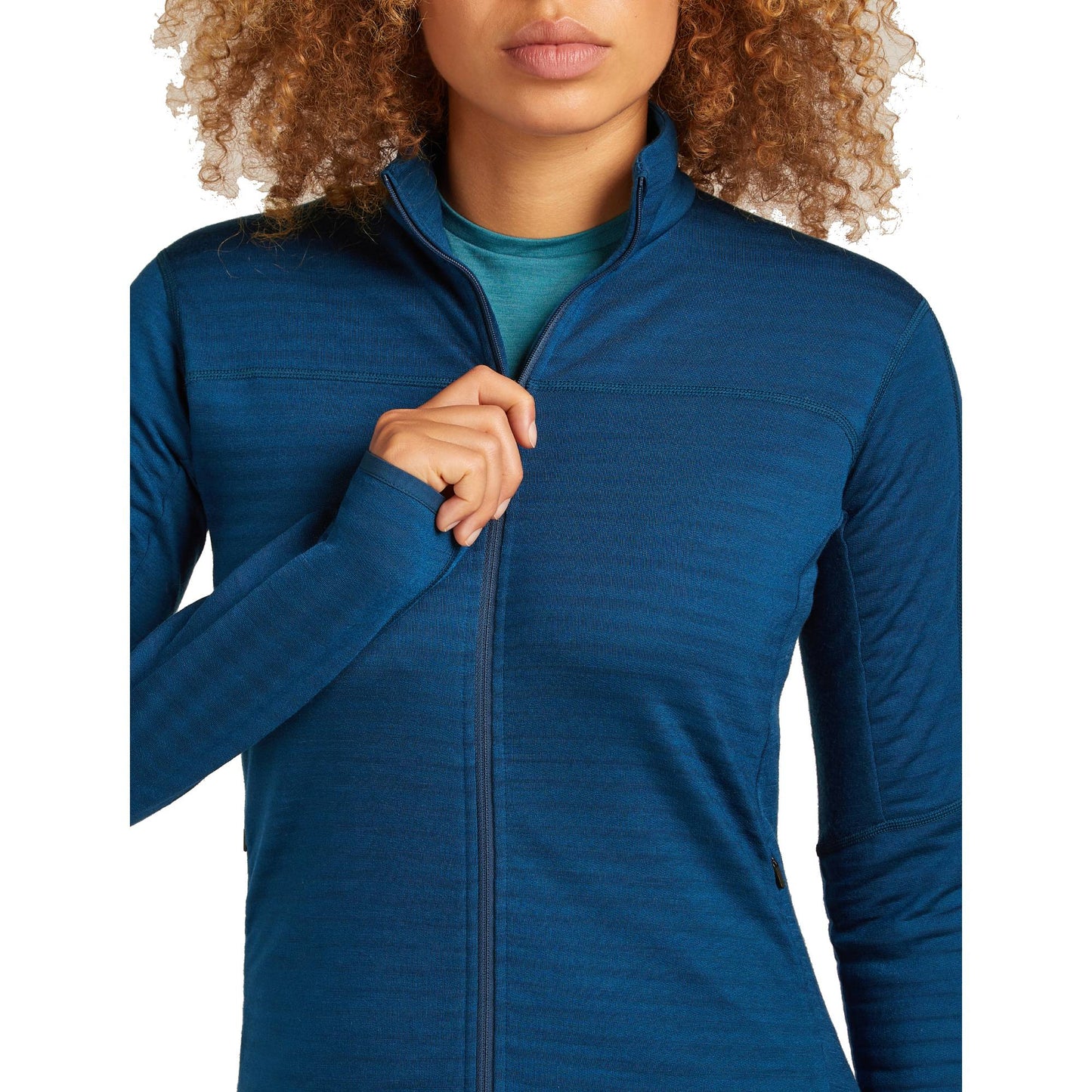 Icebreaker 300 RealFleece Descender Womens LS Zip - Skiis & Biikes