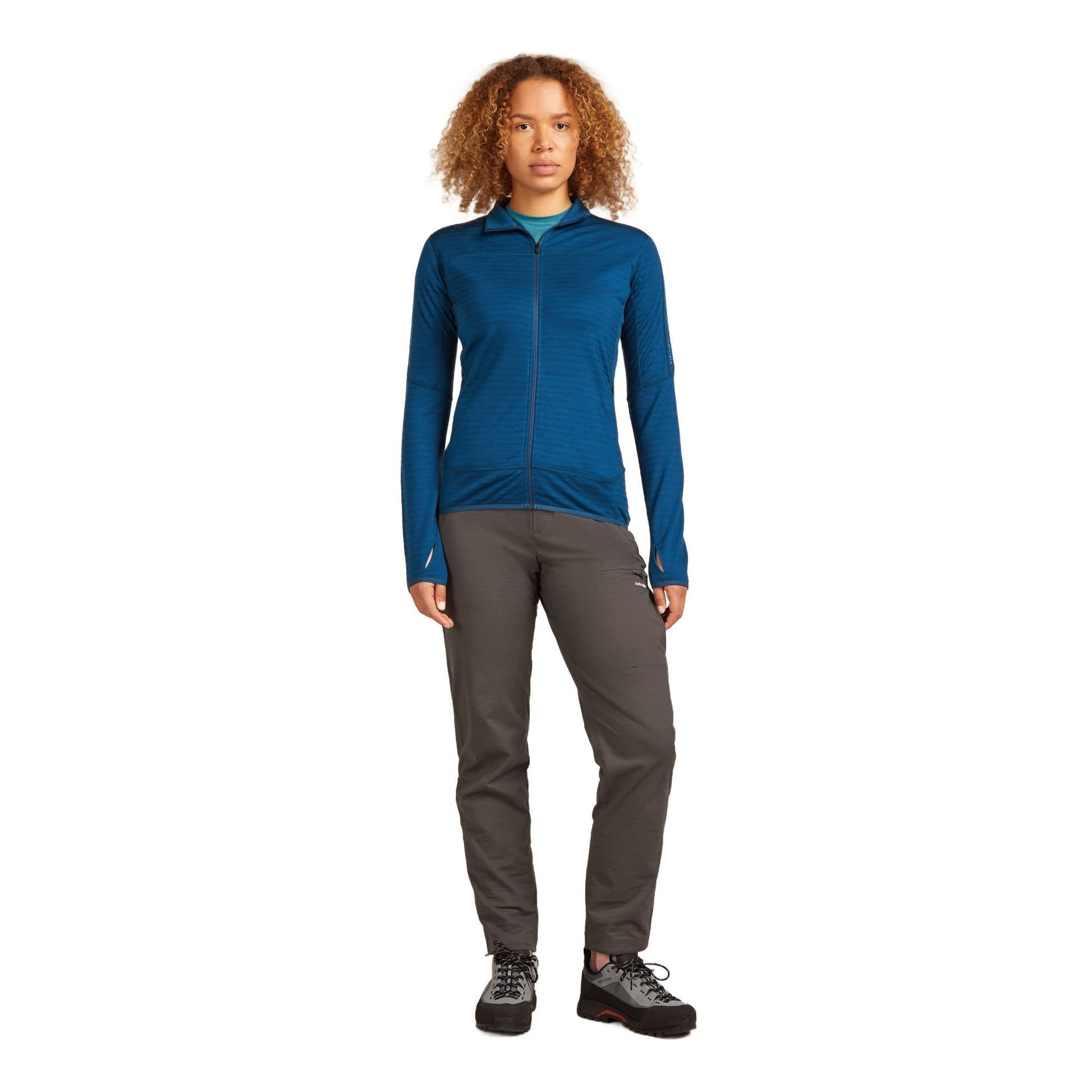 Icebreaker 300 RealFleece Descender Womens LS Zip - Skiis & Biikes