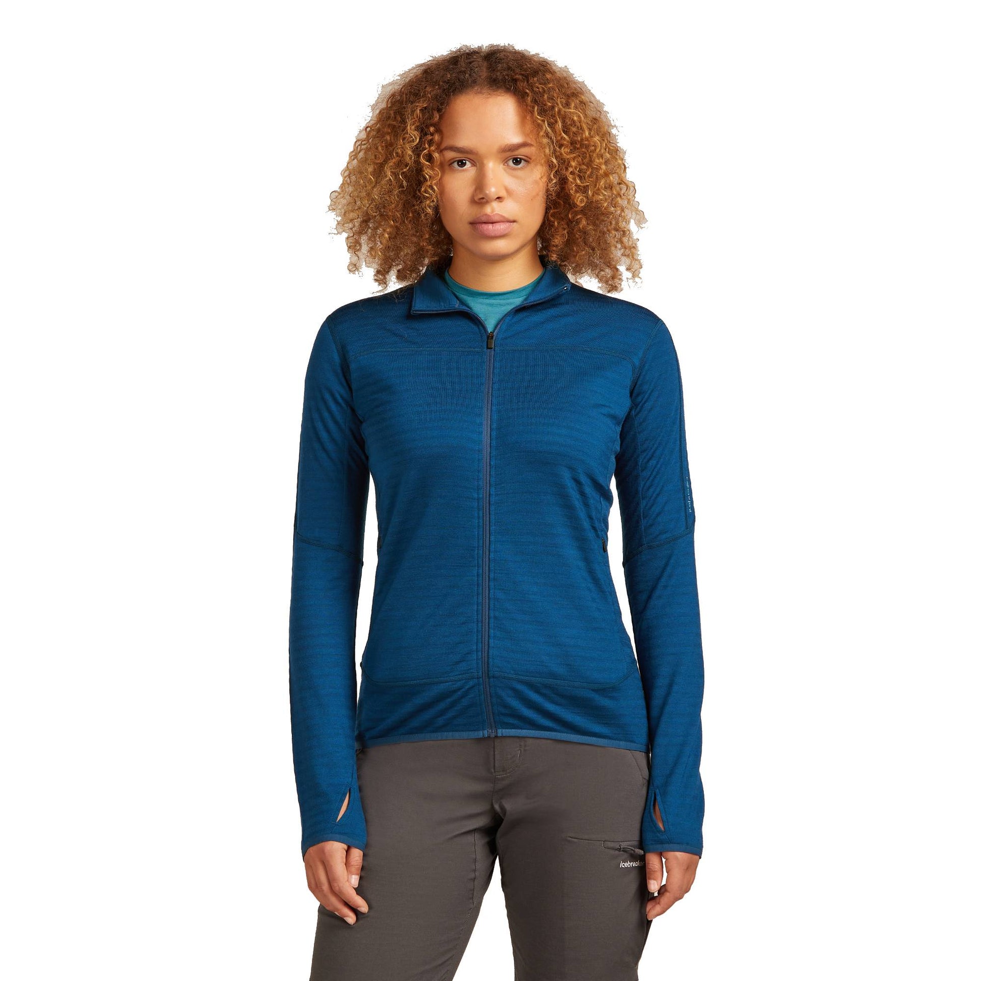 Icebreaker 300 RealFleece Descender Womens LS Zip - Skiis & Biikes