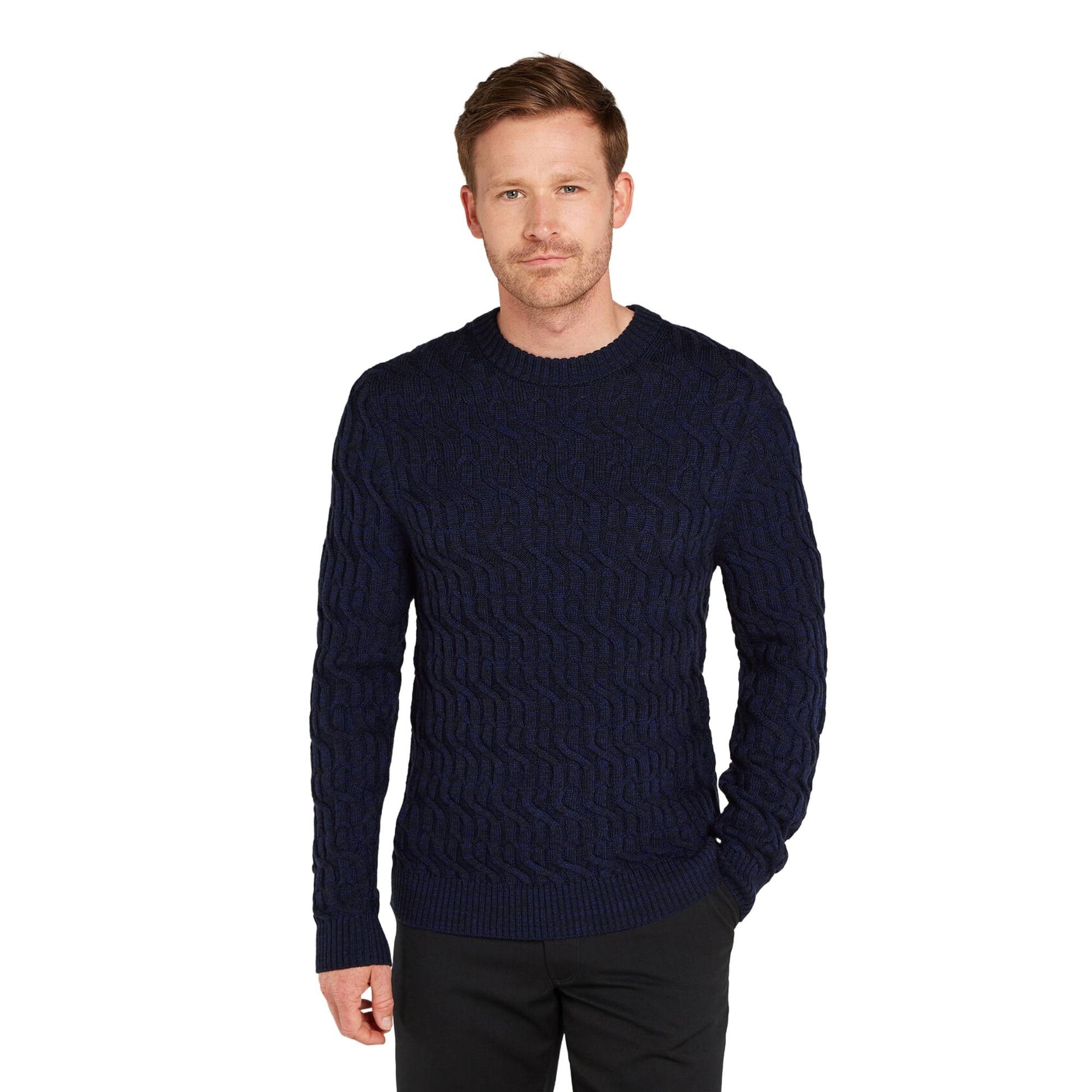 Icebreaker Cable Knit Mens Crewe Sweater - Skiis & Biikes