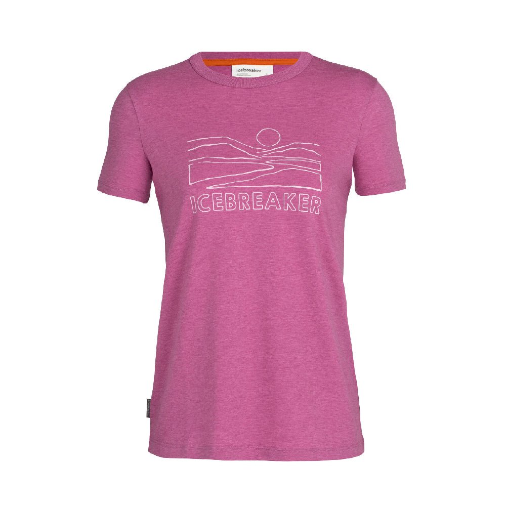 Icebreaker Central Sunset Womens SS Tee - Skiis & Biikes