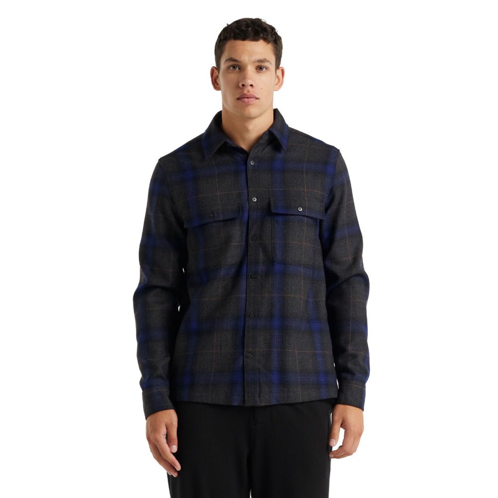 Icebreaker Dawnder Mens LS Flannel Plaid Shirt - Skiis & Biikes