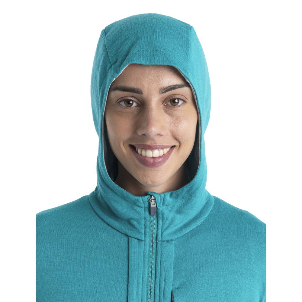 Icebreaker Quantum III Womens LS Zip Hoodie - Skiis & Biikes