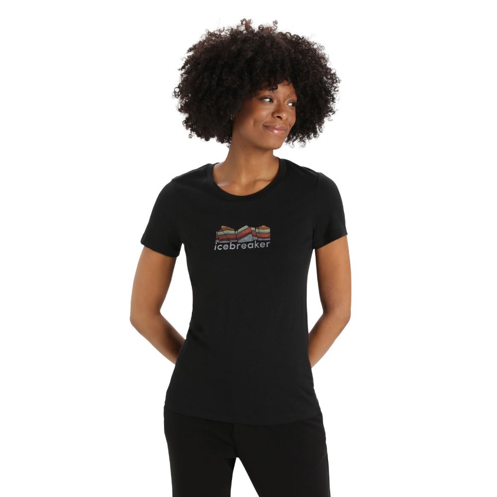 Icebreaker Tech Lite II Mountain Geology Womens SS Tee - Skiis & Biikes