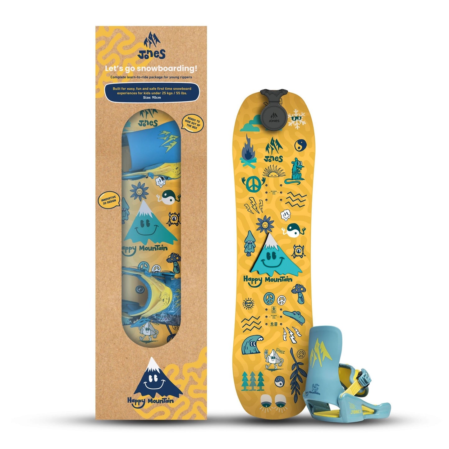 Jones Happy Mountain Junior Snowboard Package 2026 - Skiis & Biikes