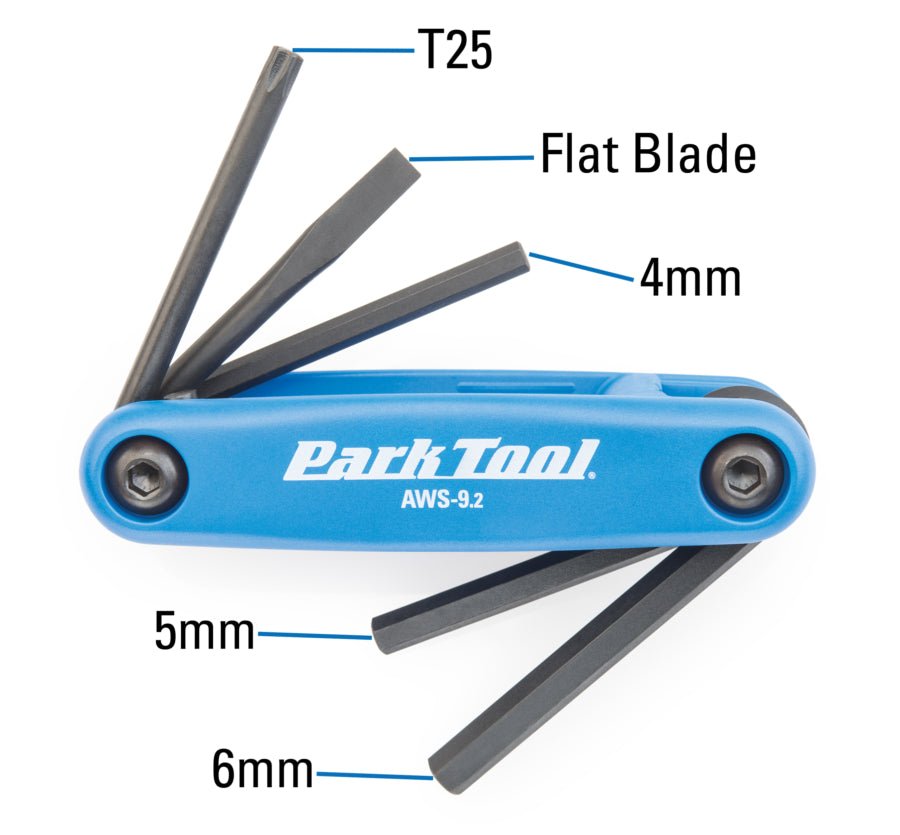 Park Tool AWS - 9.2 Folding Screwdriver - Hex Set - Skiis & Biikes