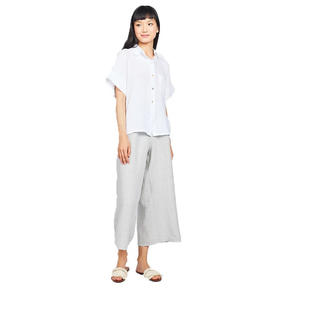 Pistache Womens Short Sleeve Linen Blouse 2022 - Skiis & Biikes