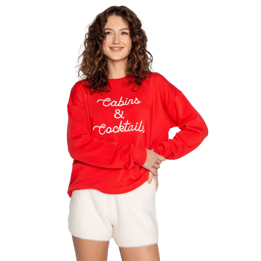 PJ Salvage Cabins & Cocktails Womens LS Flannel Top 2024 - Skiis & Biikes