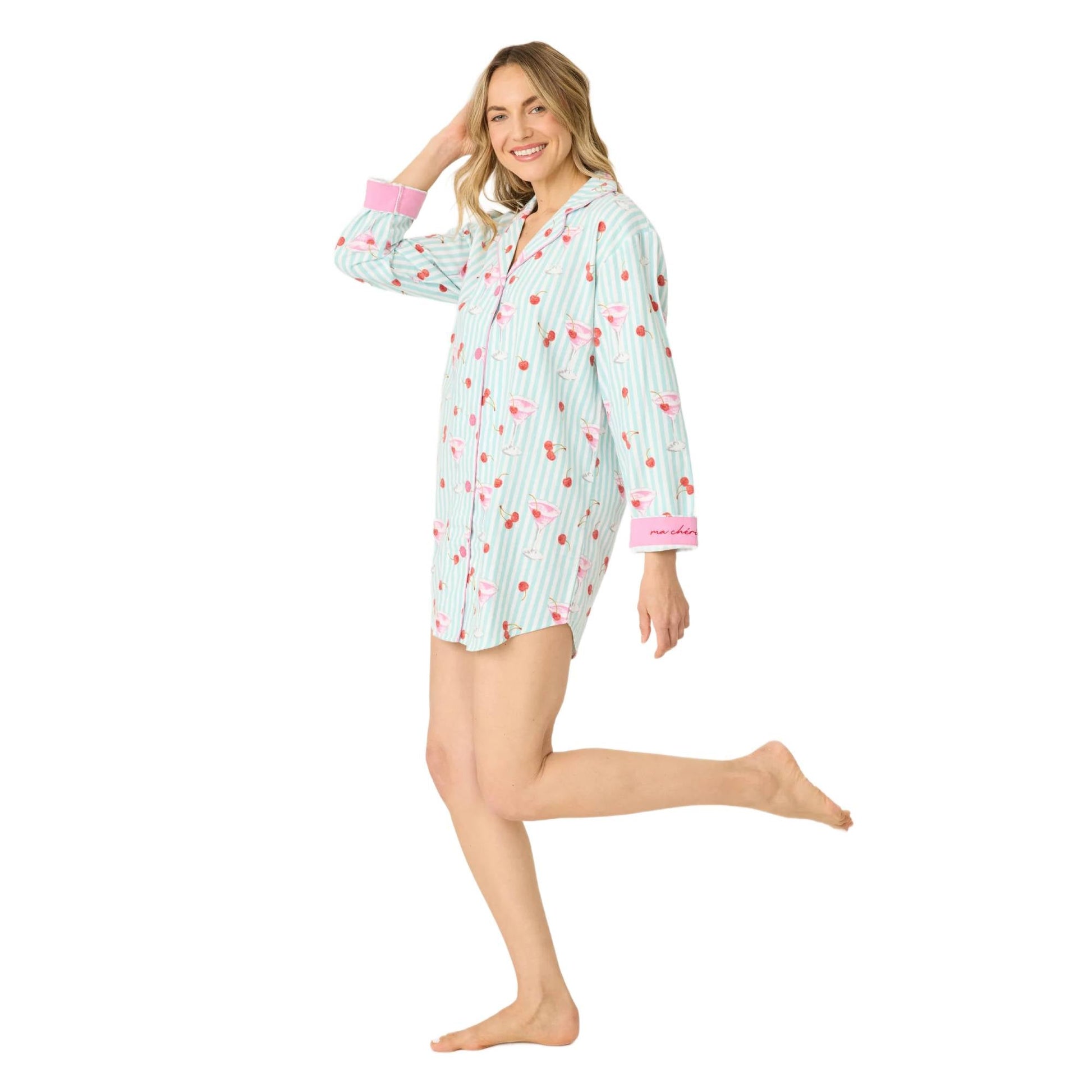 PJ Salvage Flannels Womens Night Shirt 2026 - Skiis & Biikes