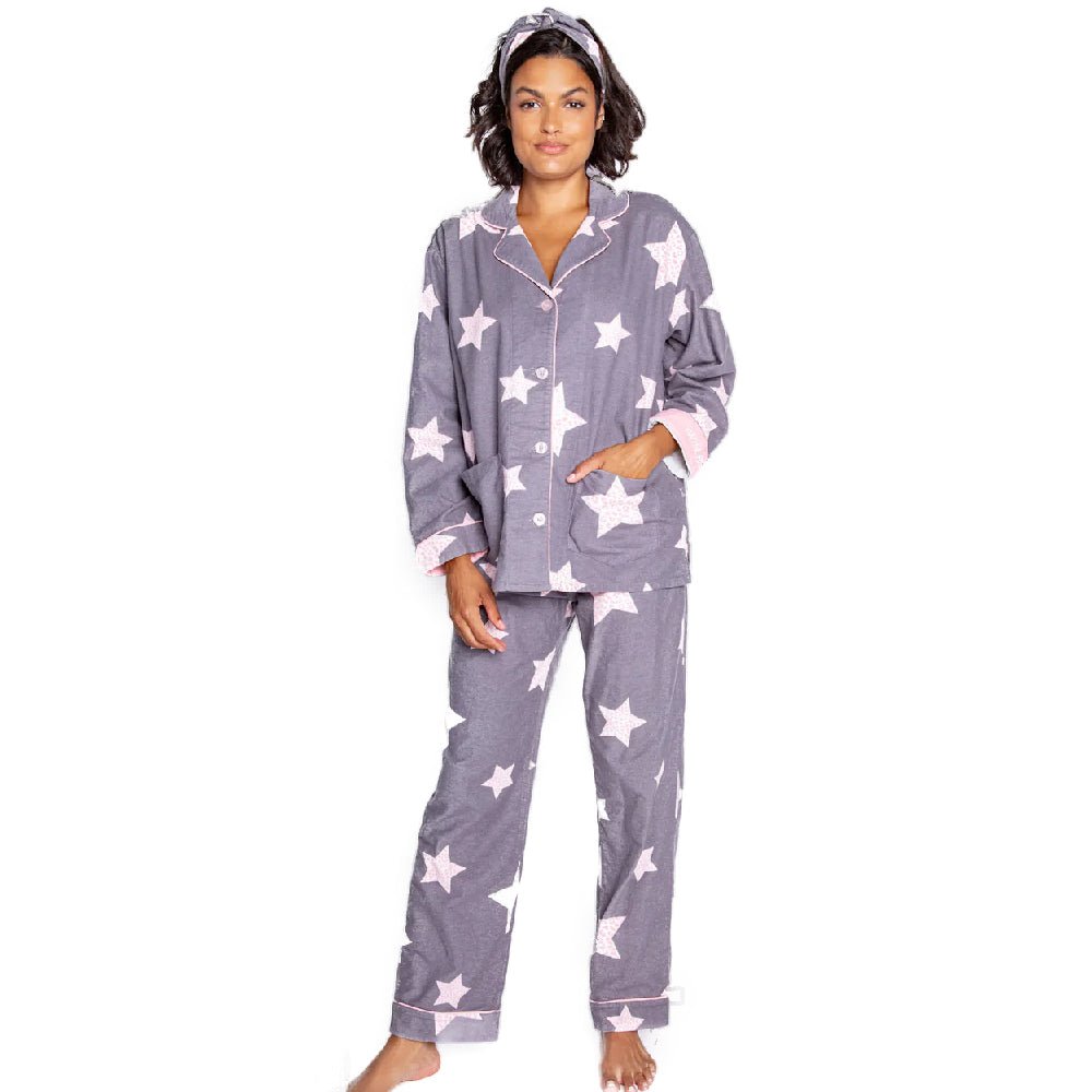 PJ Salvage Stars Womens Flannel PJ Set 2023 - Skiis & Biikes