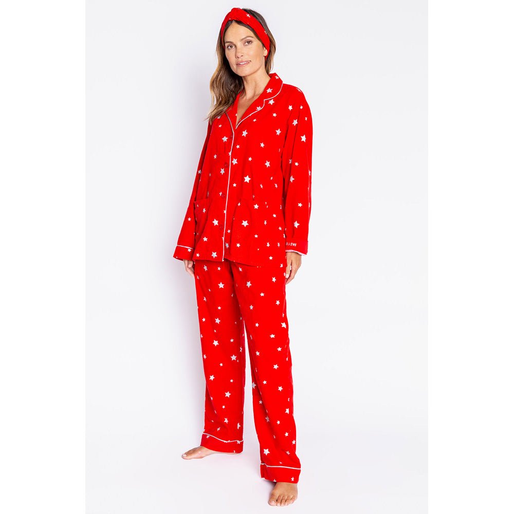 PJ Salvage Stars Womens Flannel PJ Set 2023 - Skiis & Biikes