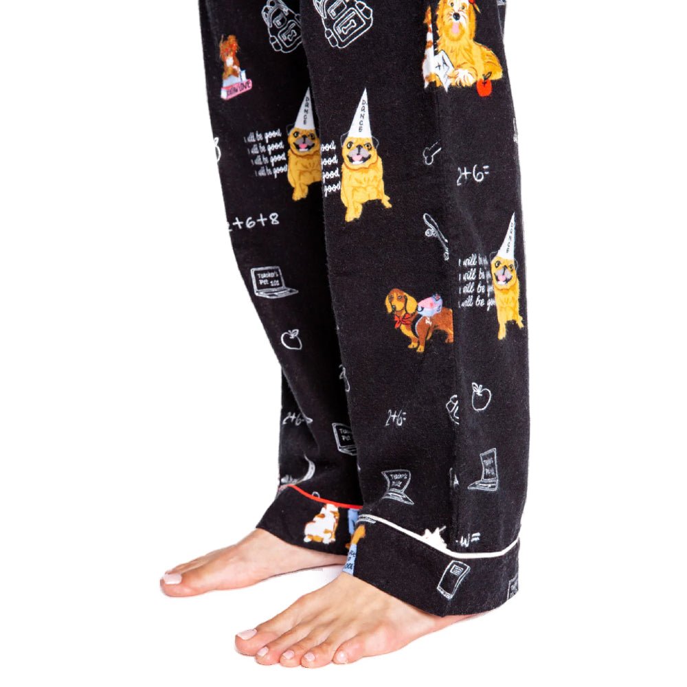 PJ Salvage Teachers Dog Womens Flannel PJ Set 2023 - Skiis & Biikes