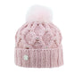 Pleau Womens Diamond Knit Hat with Fur Pom - Skiis & Biikes