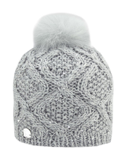 Pleau Womens Hat with Fox Pom - Skiis & Biikes