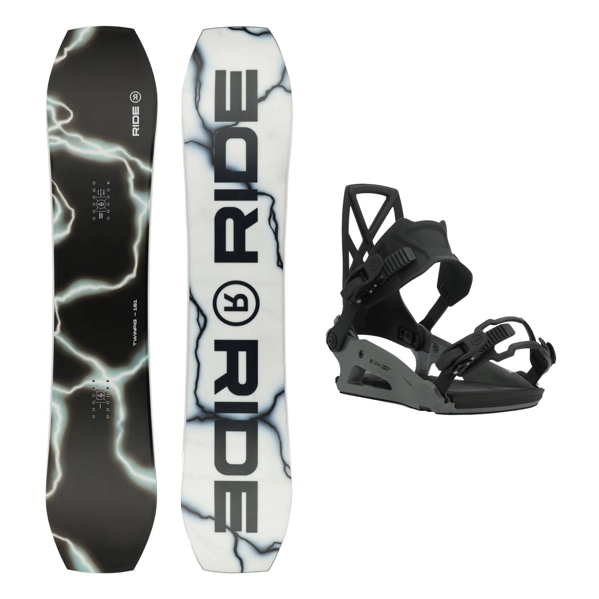 Ride Twinpig Snowboard and Ride C - 4 Bindings 2025 - Skiis & Biikes