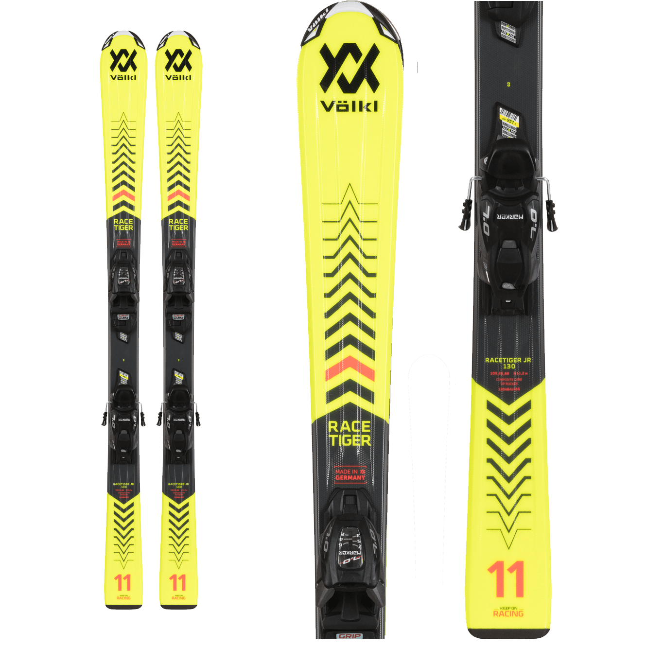 Volkl Racetiger Junior Ski 80 - 120 + VMotion 4.5 Junior Binding 2022 - Skiis & Biikes