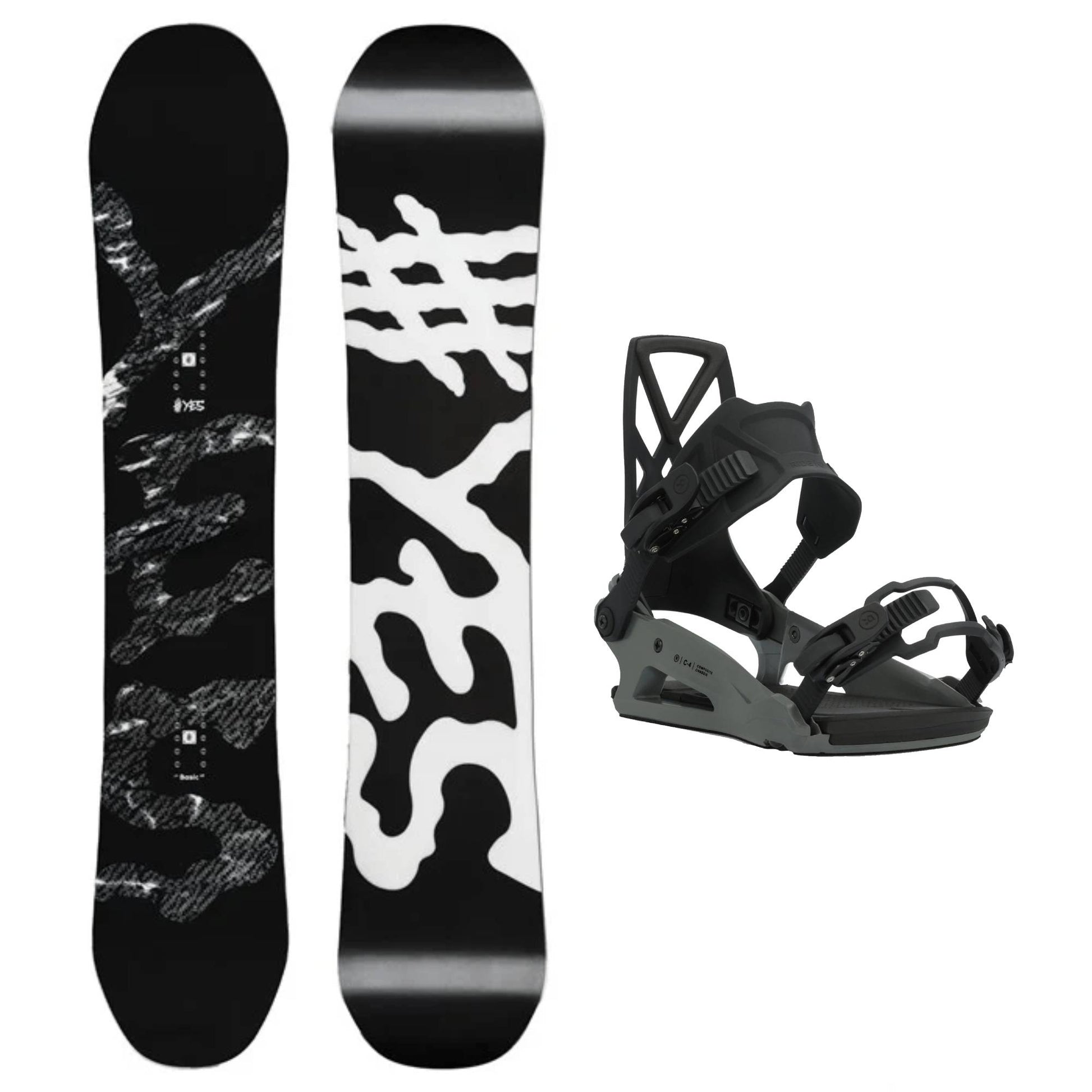 Yes Basic Snowboard and Ride C - 4 Bindings 2025 - Skiis & Biikes