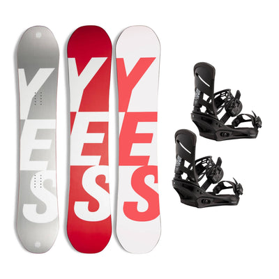 YES Basic Snowboard + Burton Mission Snowboard Bindings 2026 Bundle - Skiis & Biikes