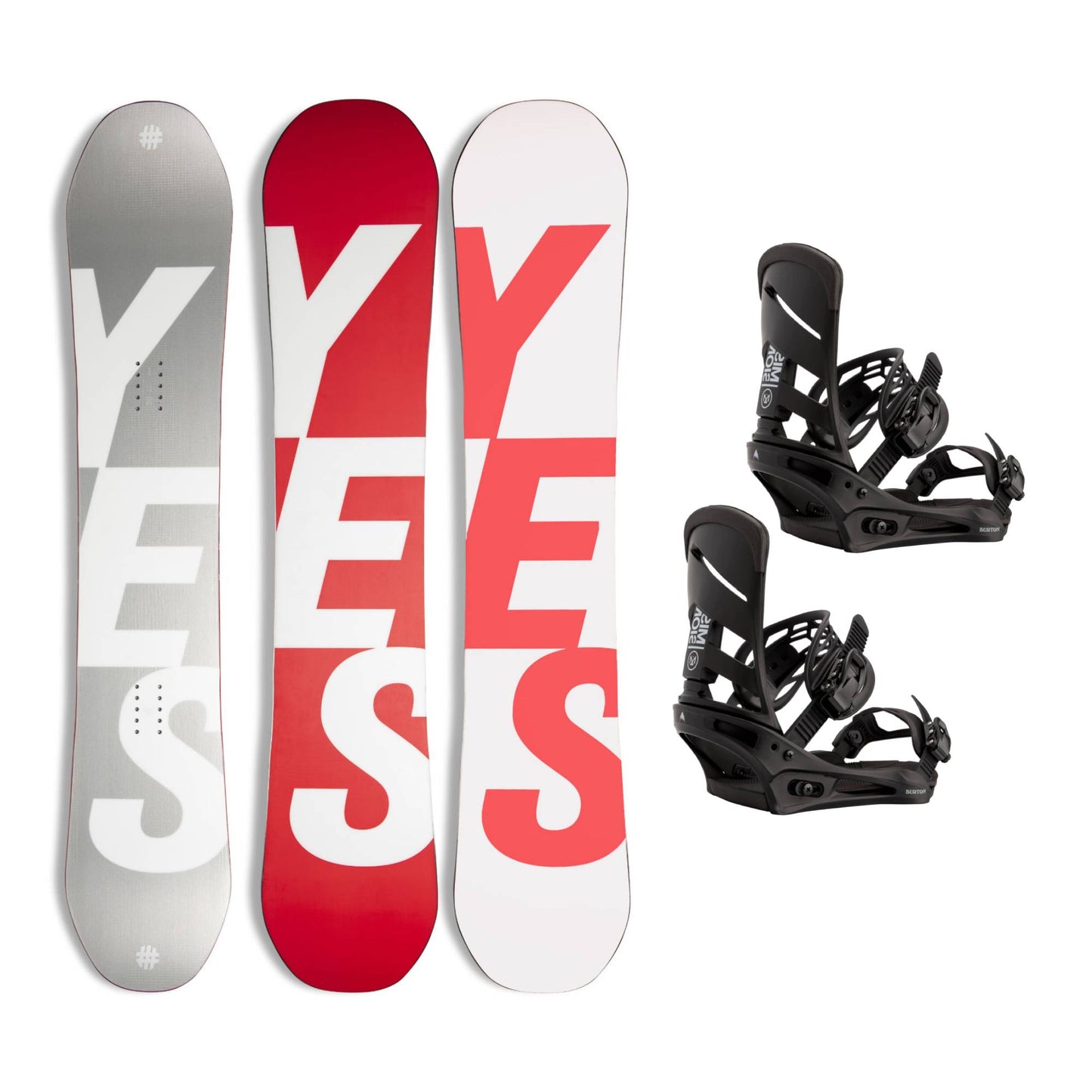 YES Basic Snowboard + Burton Mission Snowboard Bindings 2026 Bundle - Skiis & Biikes