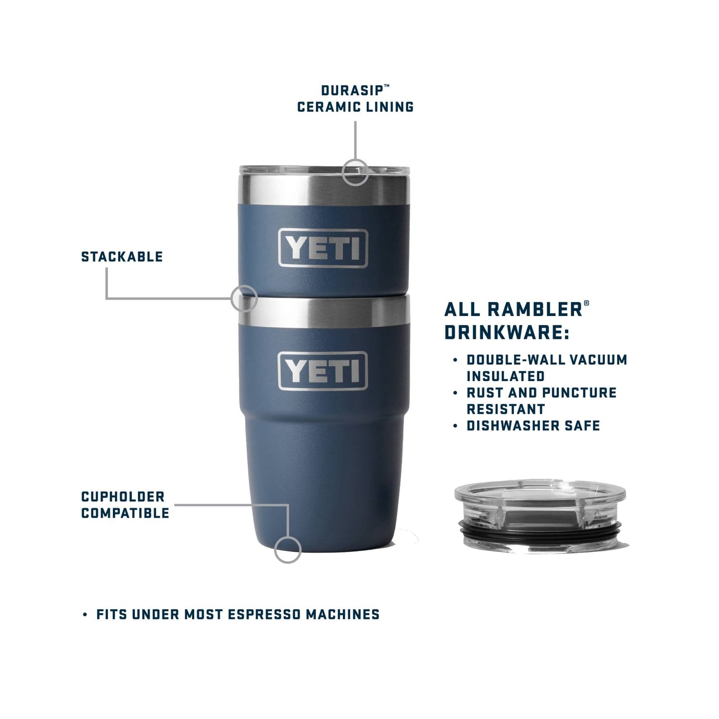 YETI Rambler 8oz Stackable Ceramic Cup - Skiis & Biikes