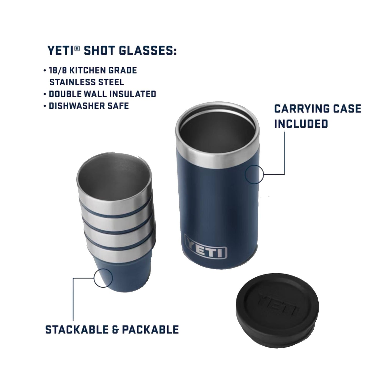 YETI Shot Glasses With Carrying Case - Skiis & Biikes