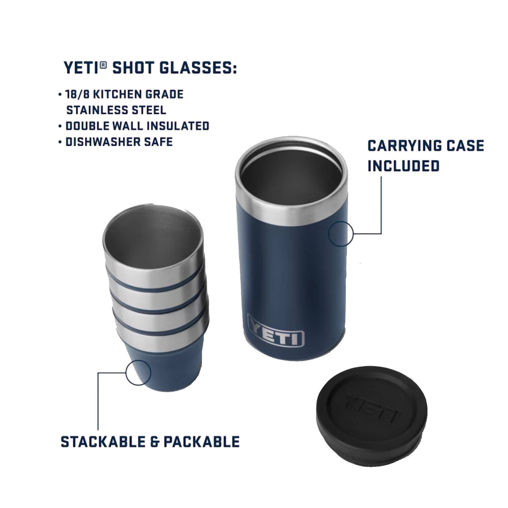 YETI Shot Glasses With Carrying Case - Skiis & Biikes