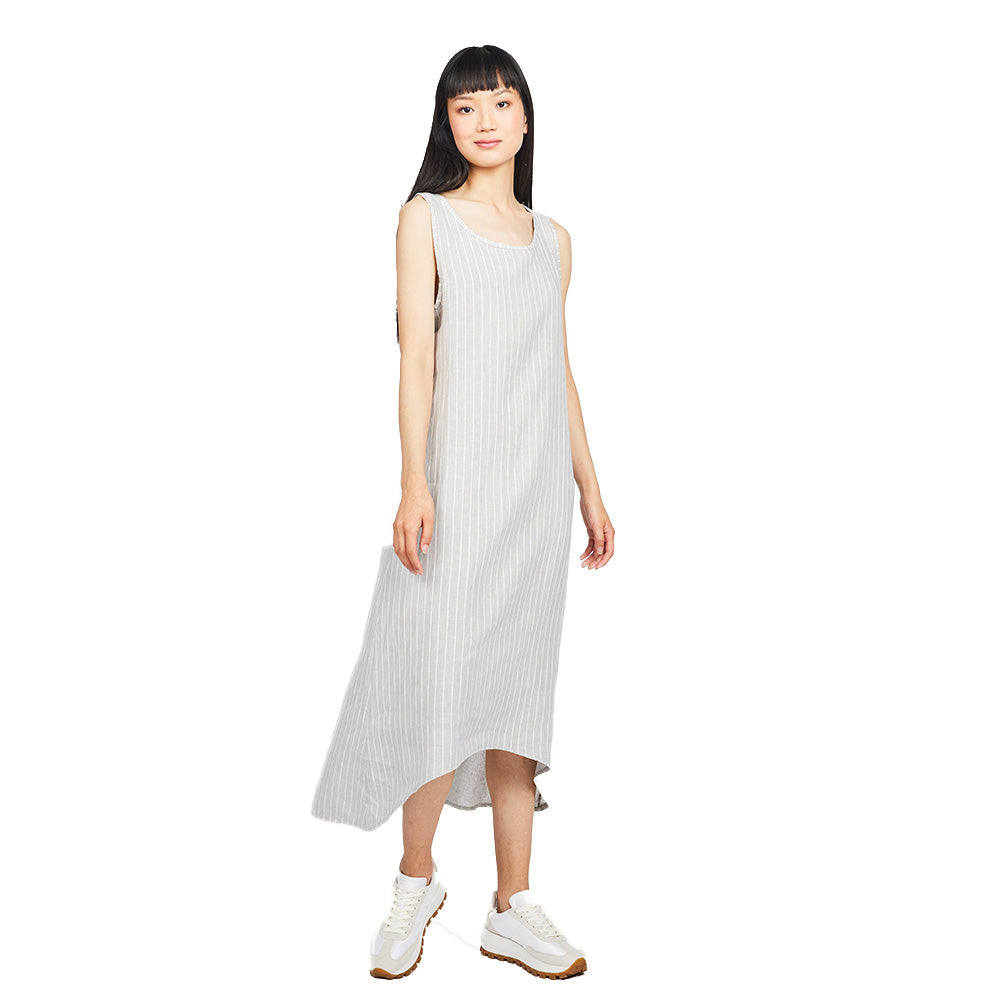 Pistache Womens High-Low Linen Dress 2022