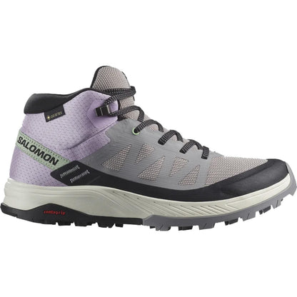 Salomon Outrise Mid GTX Womens Shoe 2023 Gull Orchid Bloom